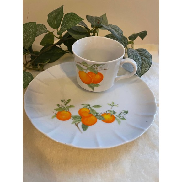 Mandarin the TOSCANY Set of 4 snack plates and cups - Picture 2 of 7